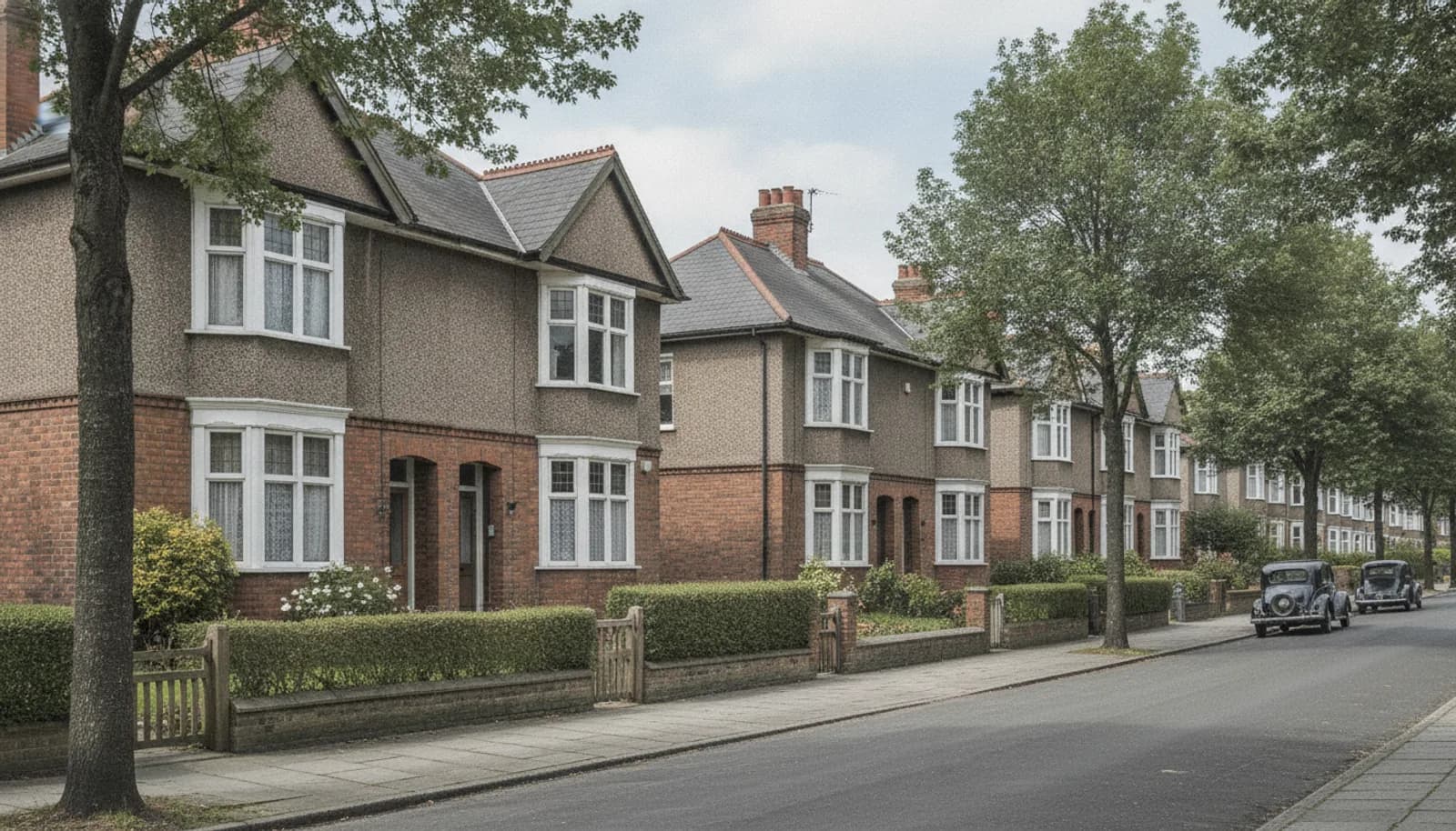 Bay-fronted 1930s semi-detached housing typical of South Ribble, illustrative
